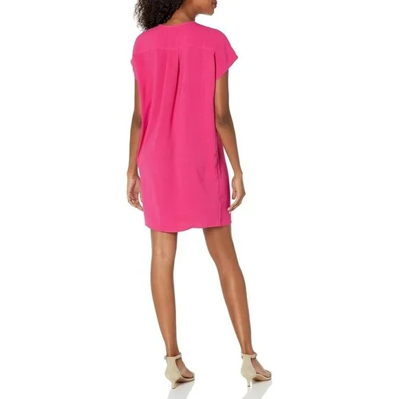 Trina Turk Womens Size Large Pink Zipper Front Short-Sleeved Dress Cover Up NEW - Picture 2 of 3